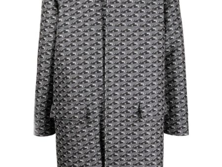 Graphic-Print Single-Breasted Coat Online