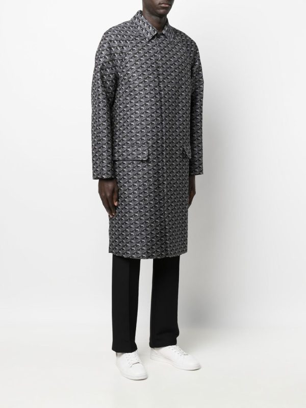 Graphic-Print Single-Breasted Coat Online