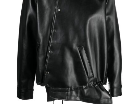 Asymmetric-Hem Artificial Leather Jacket Supply