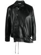 Asymmetric-Hem Artificial Leather Jacket Supply