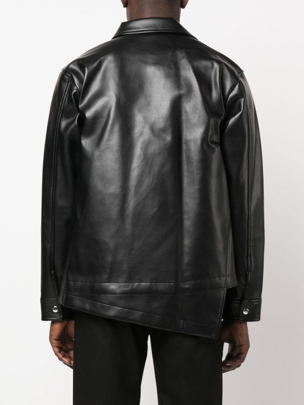 Asymmetric-Hem Artificial Leather Jacket Supply