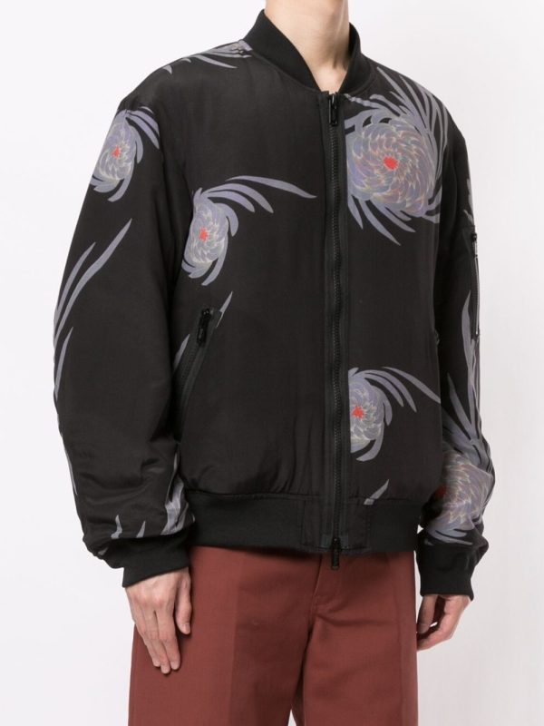 Floral-Print Zip-Up Bomber Jacket For Cheap