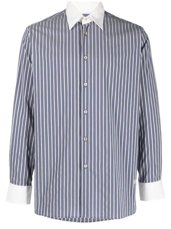 Striped Button-Up Shirt For Discount