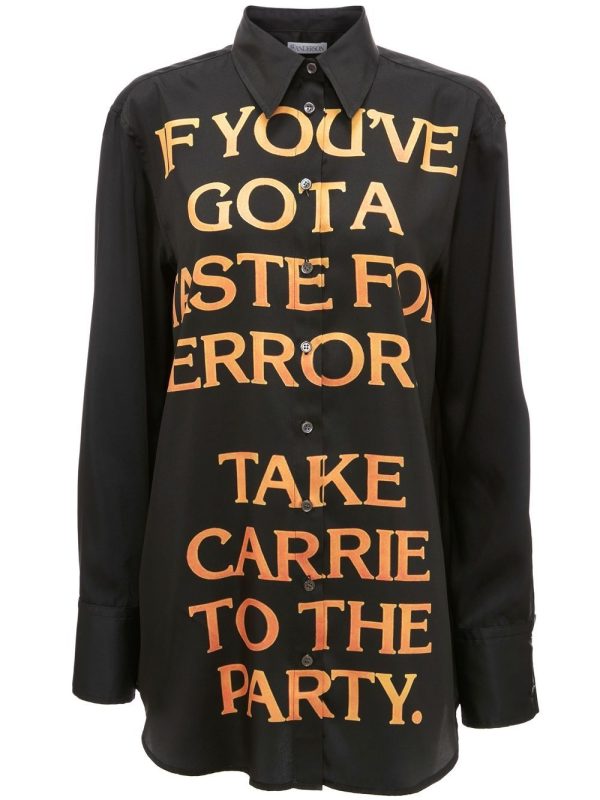 Slogan-Print Cotton Shirt Fashion